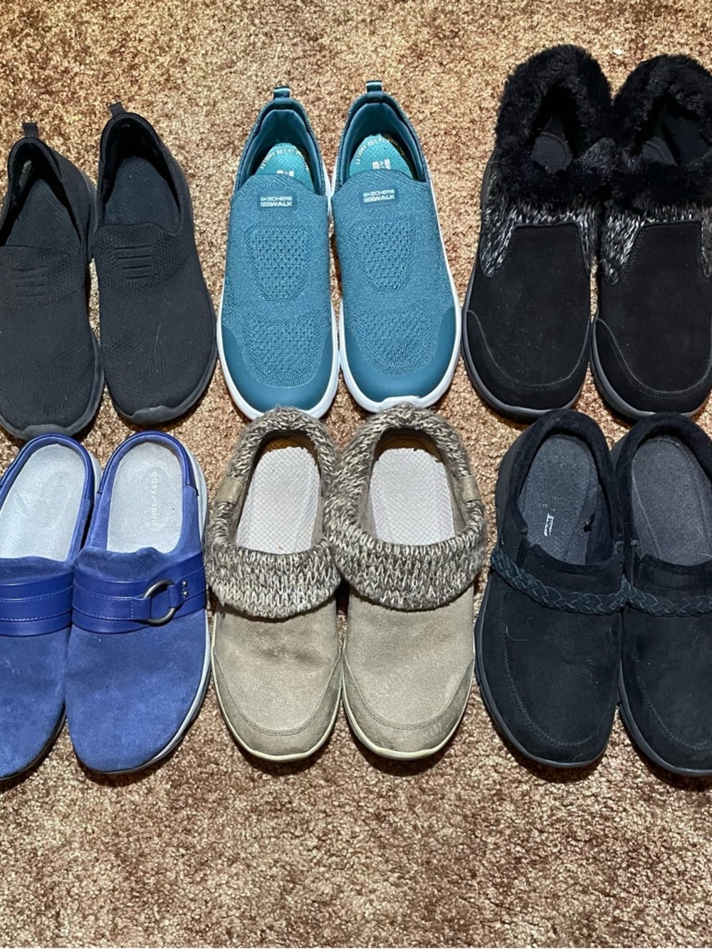 Skechers Teal Slip-On Knit Sneakers plus more.